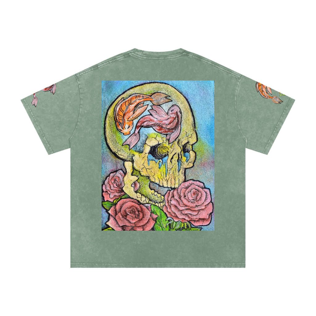 Snow Washed Oversized Cotton Rose T-Shirt
