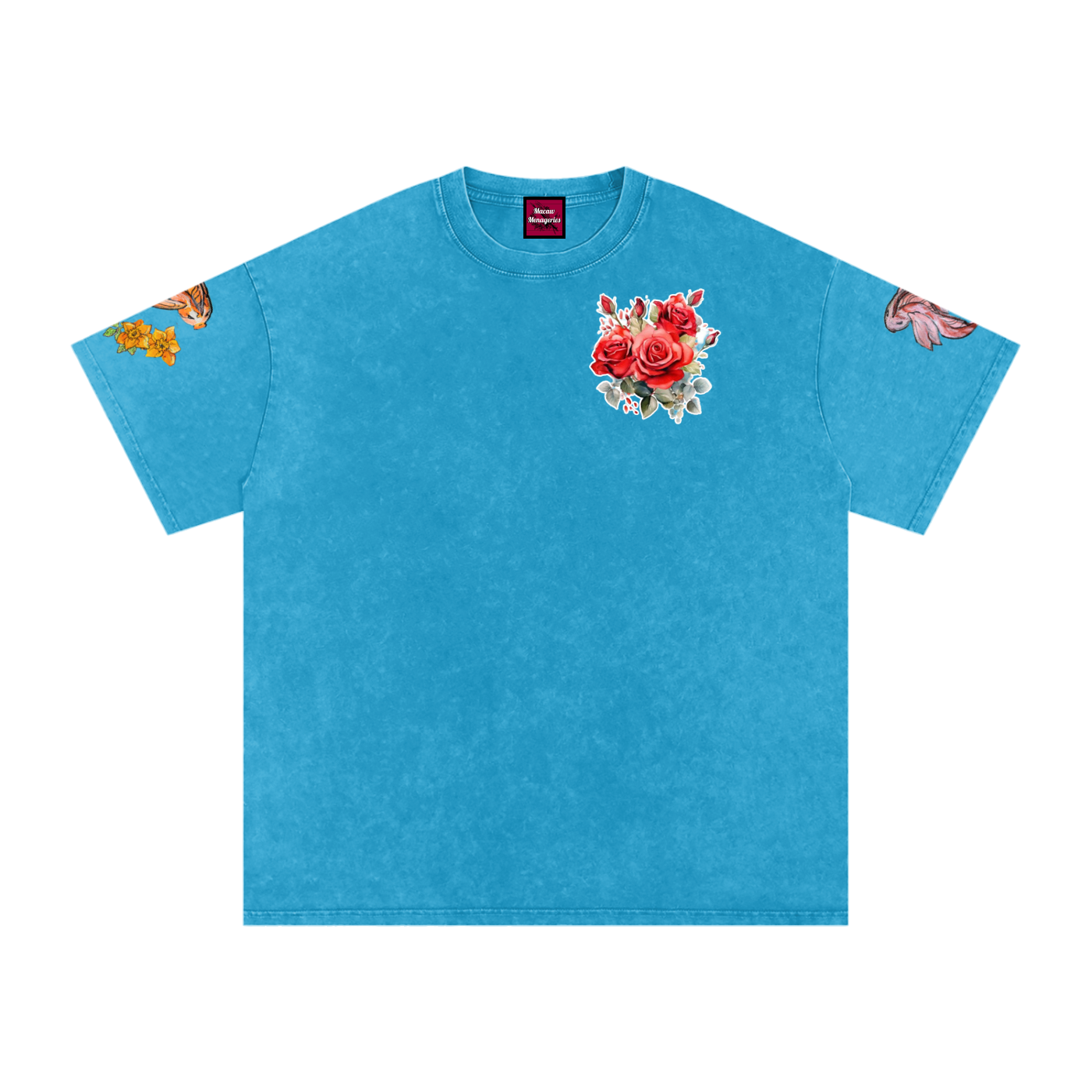 Snow Washed Oversized Cotton Rose T-Shirt