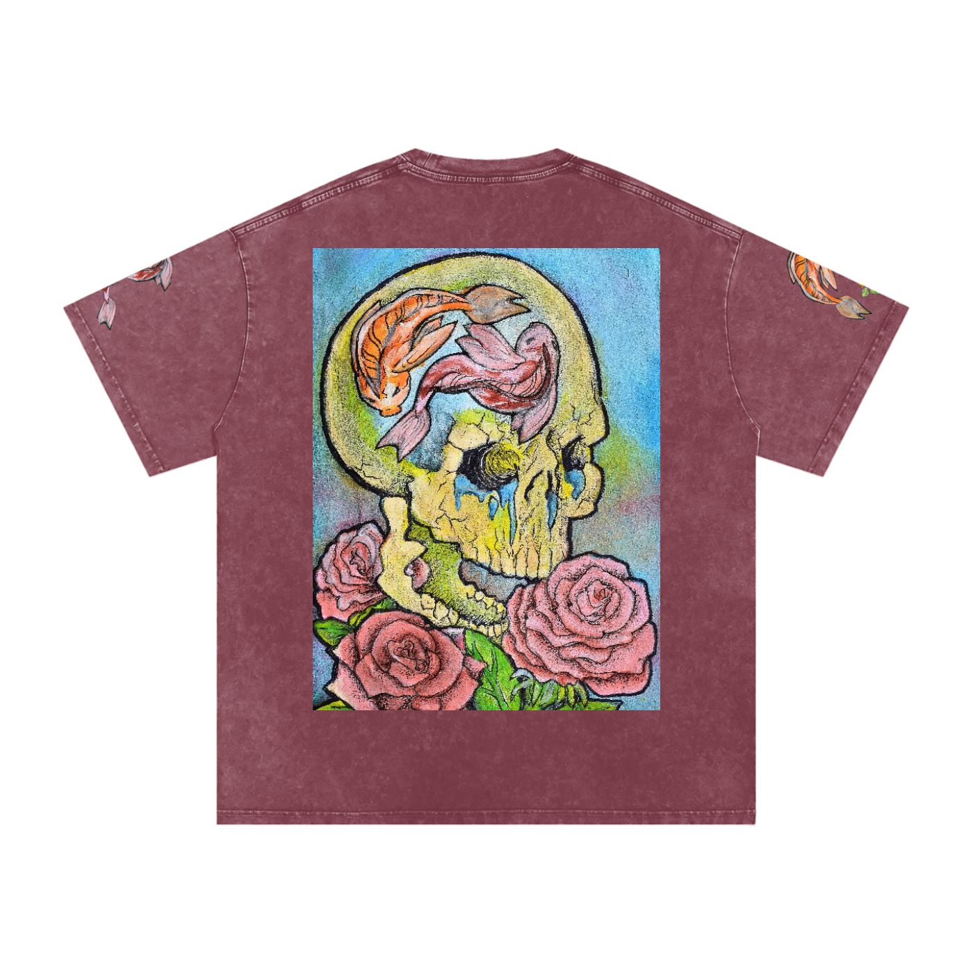 Snow Washed Oversized Cotton Rose T-Shirt