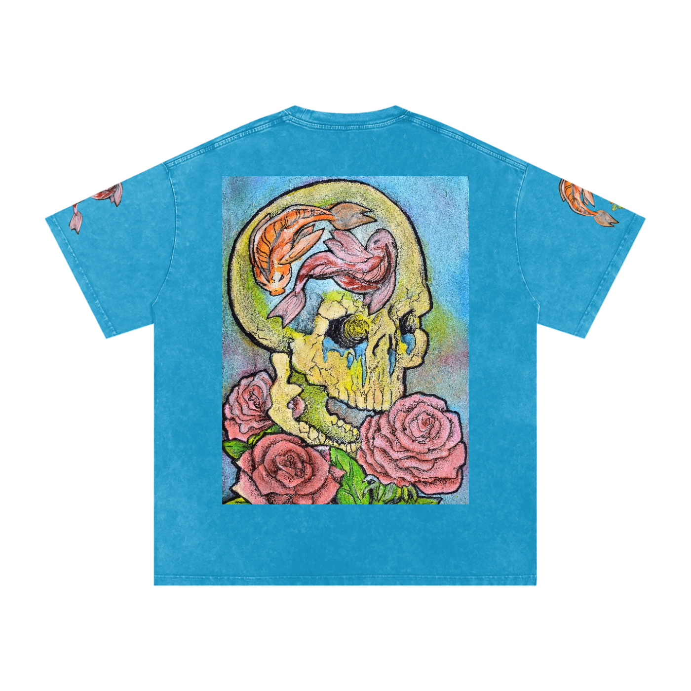 Snow Washed Oversized Cotton Rose T-Shirt
