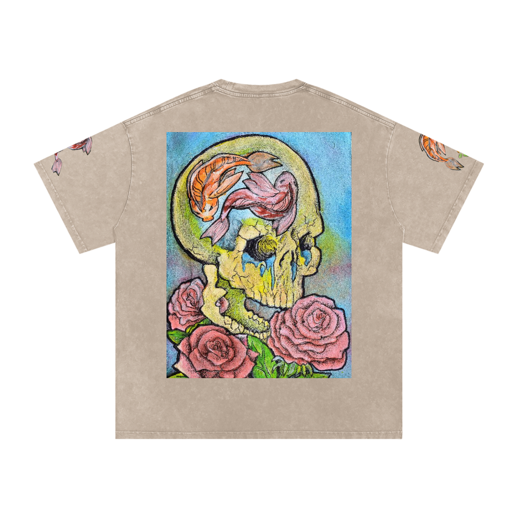 Snow Washed Oversized Cotton Rose T-Shirt